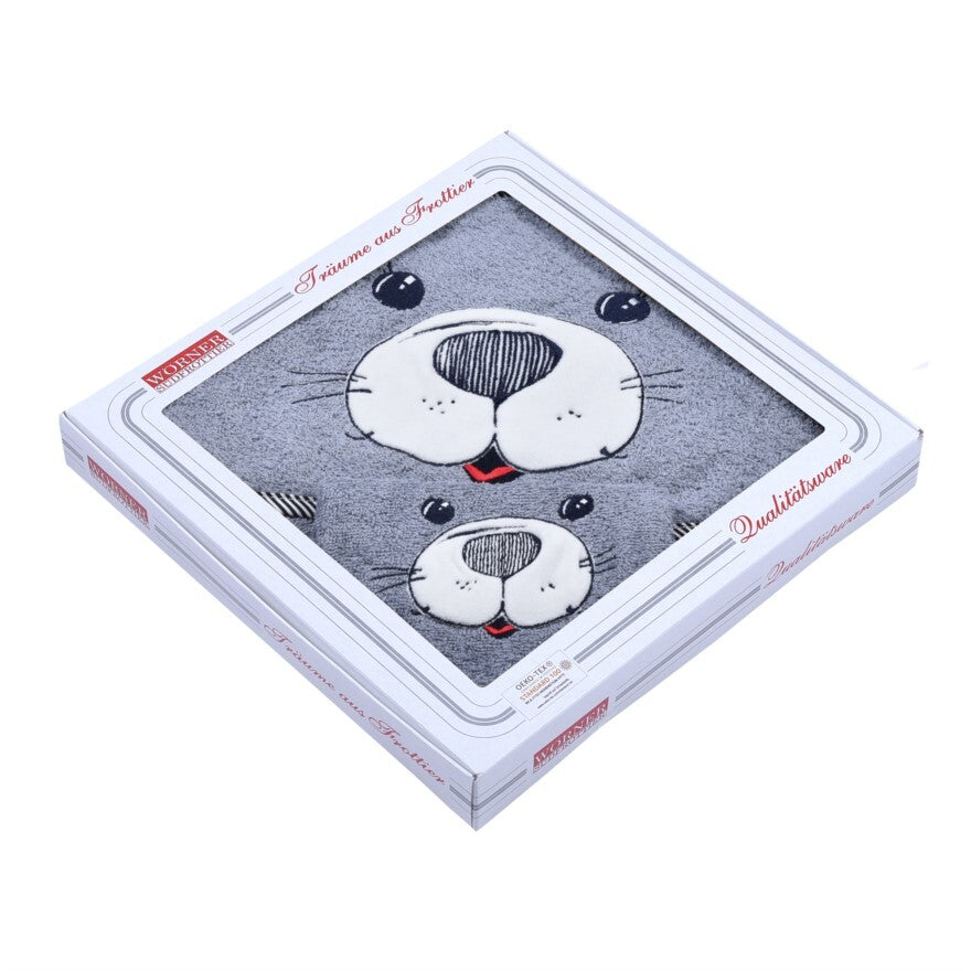 NEU Südfrottier Serie "Seehund grau" Badetücher, Badeponcho, Lätzchen etc