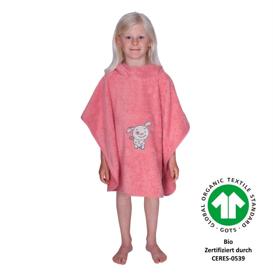 Wörner Südfrottier  Hund koralle  BIO Bade-Poncho 60x75 cm