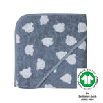  Wörner Südfrottier Kapuzenbadetuch BIO  "Teddy blau" Gr. 80x80