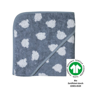  Wörner Südfrottier Kapuzenbadetuch BIO  "Teddy blau" Gr. 80x80