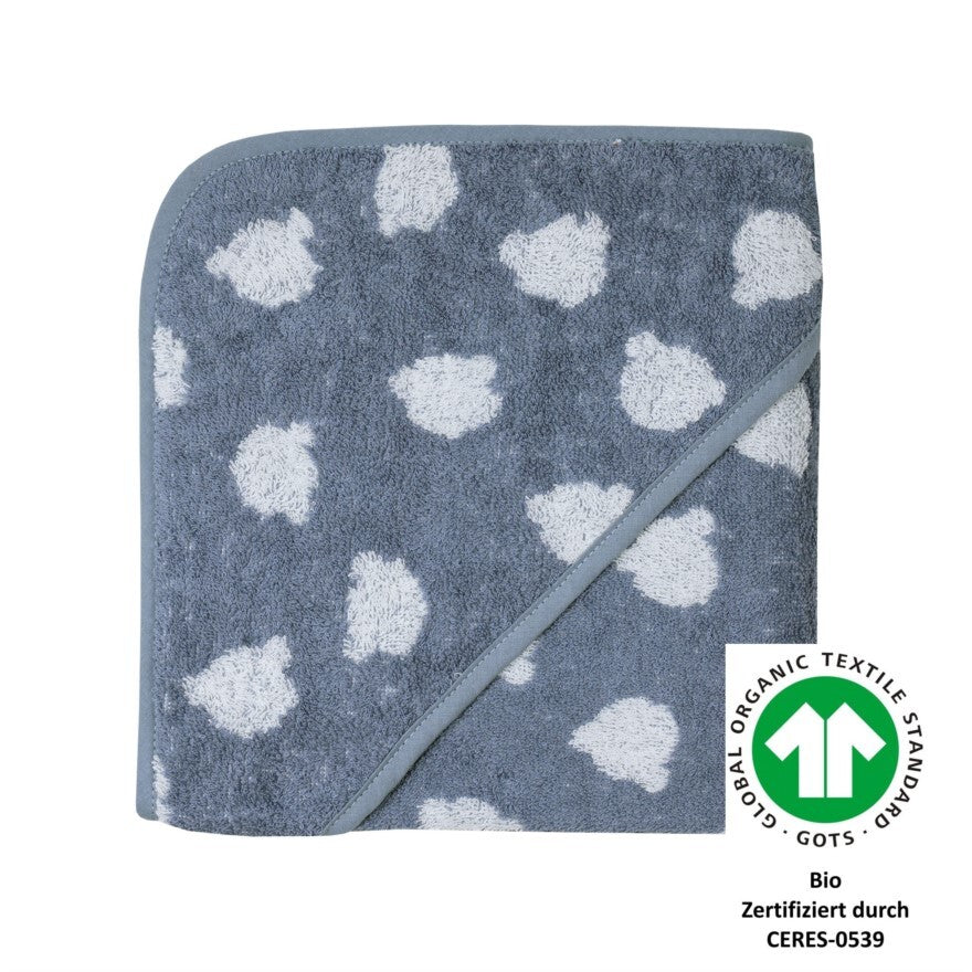  Wörner Südfrottier Kapuzenbadetuch BIO  "Teddy blau" Gr. 80x80