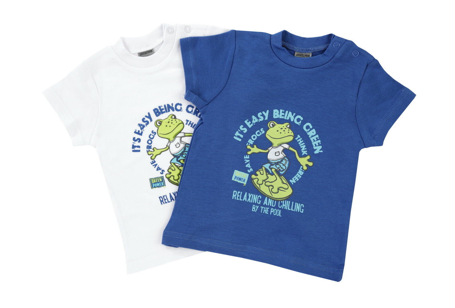 Jacky Baby Junge 2er-Pack T-Shirt " Frosch " blau Gr. 74/80+86/92+50/56+62/68
