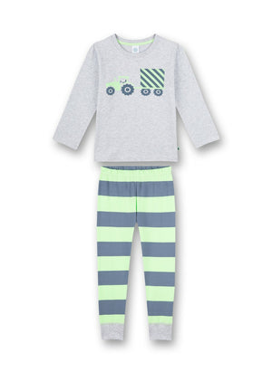 %% NEU Sanetta Jungen langer Schlafanzug  2-tlg " Traktor " Gr. 104 + 128 %%