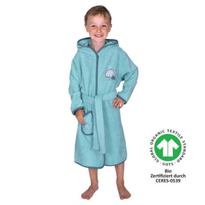 Wörner Südfrottier Wal Kristal Kinder Bademantel mit Kapuze Bio Gr.74-104