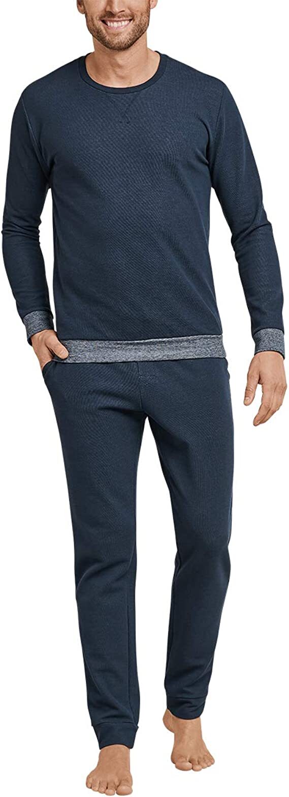 Schiesser Herren Sleep + Loungewear Schlafanzug mit Geschenkbox blau Gr.56