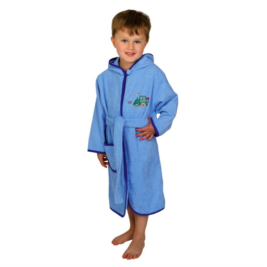 Wörner Südfrottier Traktor blau Bademantel Gr 86/92 NEU