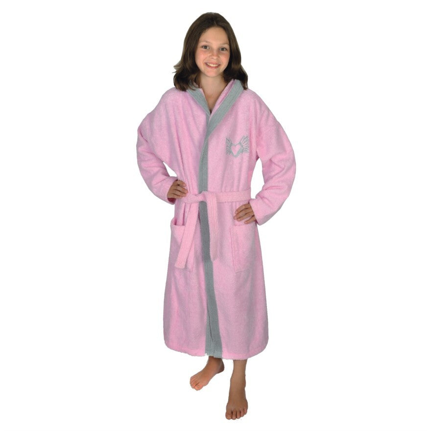 *NEU* Wörner Bademantel Mädchen "Herz Rose" Frottier Gr.116 - 152