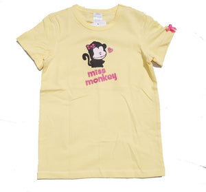 %% REDUZIERT%% Schiesser Mädchen T-Shirt " MIss Monkey " GELB  Gr. 116-152