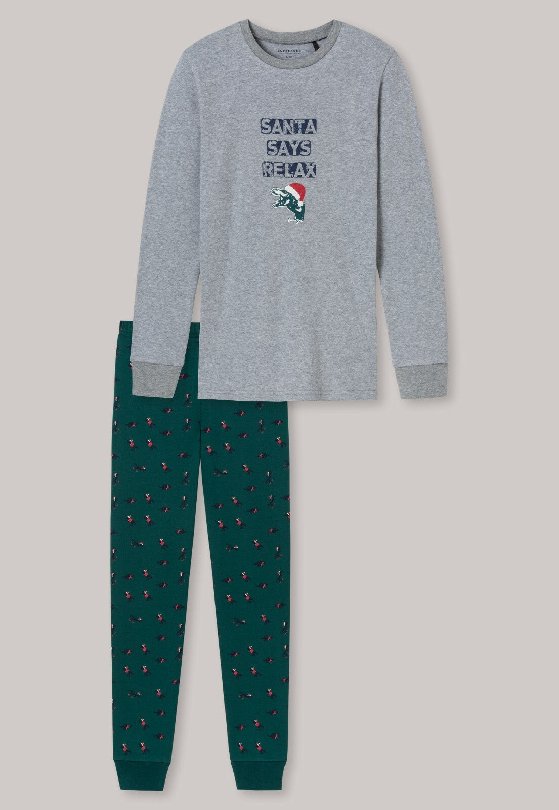 Schiesser Schlafanzug lang Interlock Organic Cotton Bündchen Santa  gr-140-176