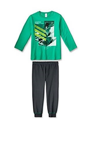 Sanetta Jungen langer Schlafanzug 2-tlg. grün Ski Gr. 140 