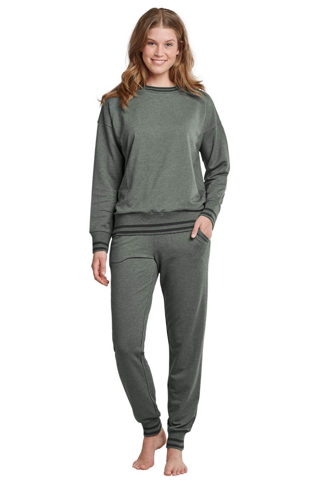 Schiesser Damen Sleep Lounge Anzug Pyjamaset Grau Gr 40 EDEL