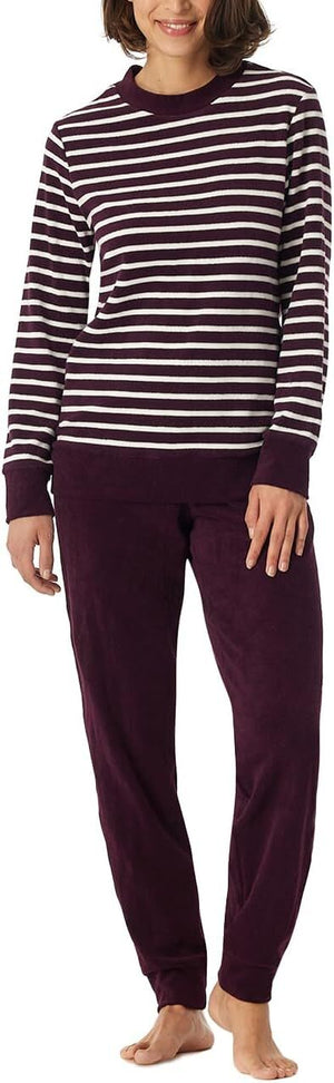 "SONDERPREIS"  Schiesser Damen Schlafanzug Pyjamaset Lila FROTTEE Gr 36 bis 50