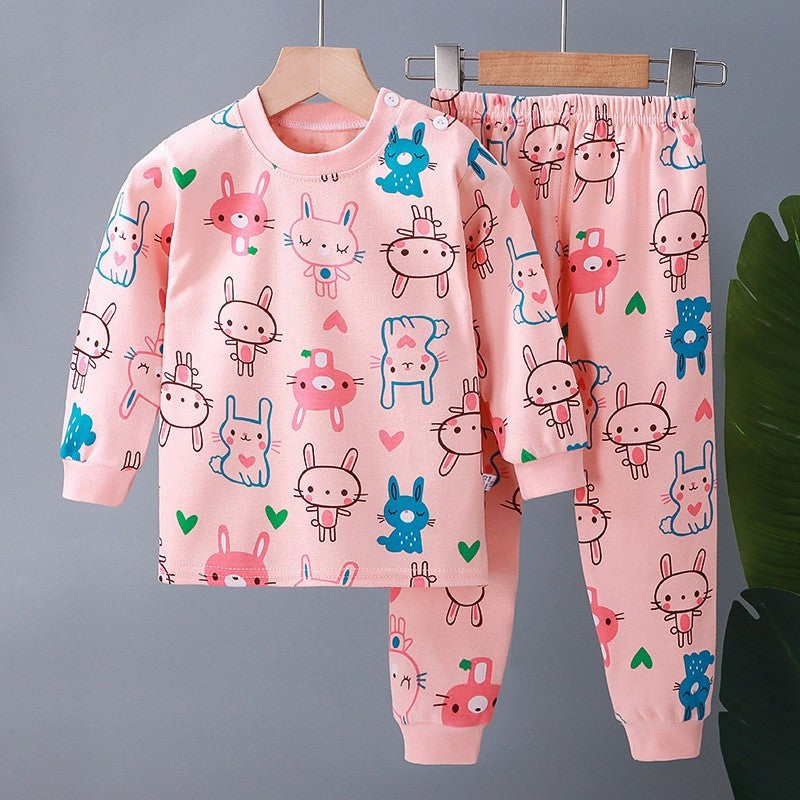 Süßer Baumwoll Mädchen Schlafanzug mit Häschen Design von 1 Jahr bis 5 Jahre