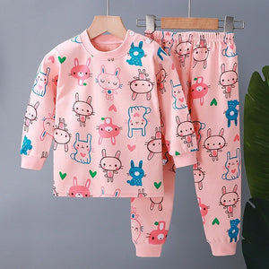Süßer Baumwoll Mädchen Schlafanzug mit Häschen Design von 1 Jahr bis 5 Jahre
