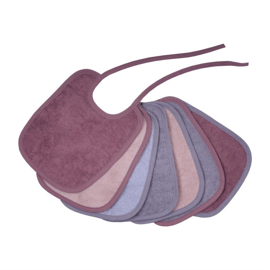 %%  Wörner Südfrottier Riesen-Lätzchen Größe 20/25 uni 7er Set Altrosa