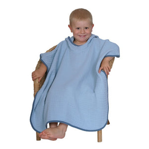 Wörner Südfrottier Musselin Uni stahl-dunkelblau Bade-Poncho 120/75 cm