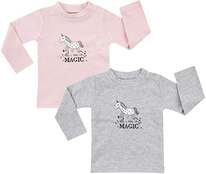 Jacky Baby 2er-Pack Sweater  langarm " Einhorn " rosa Gr. 62-92
