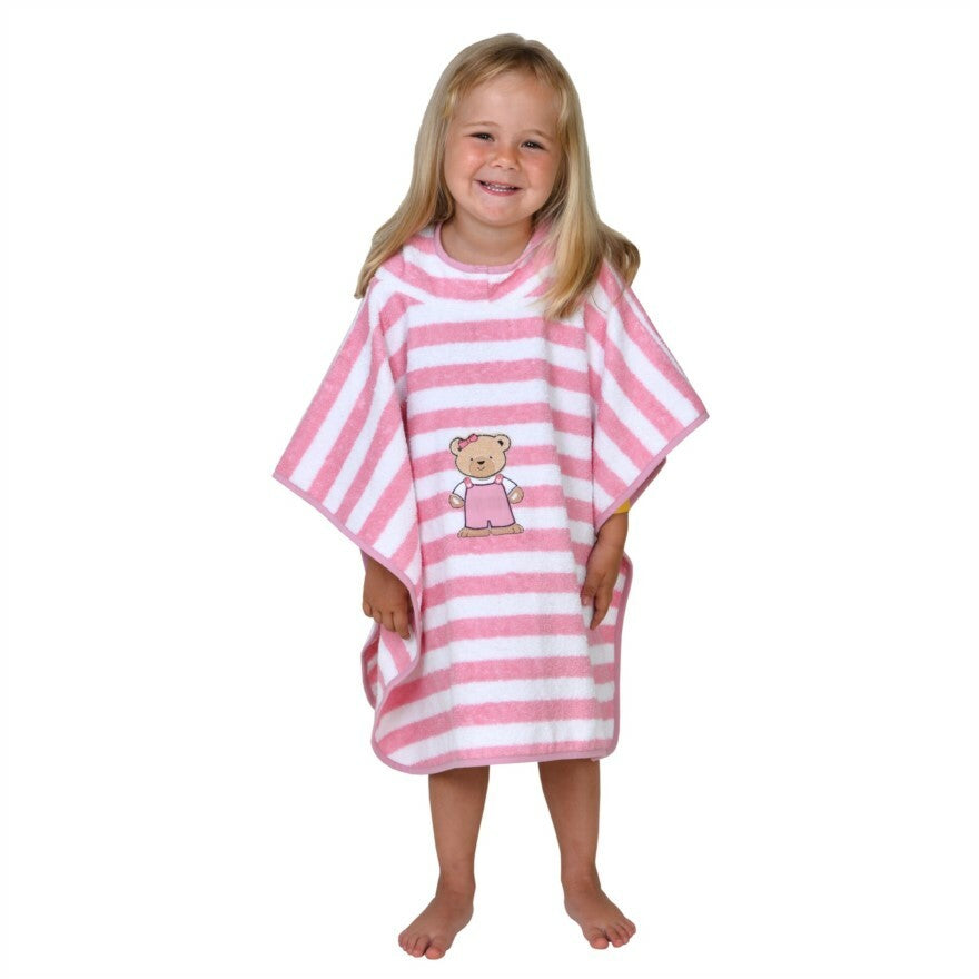 Wörner Südfrottier Teddy Ringel rosa Bade-Poncho 120/75 cm