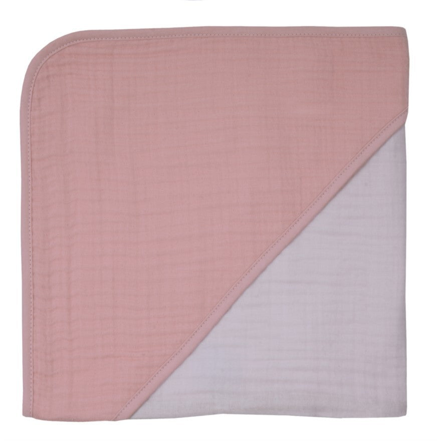 Musselin Uni Lachsrosa Erika  Kapuzen-Badetuch Gr. 100x100 NEU und OVP