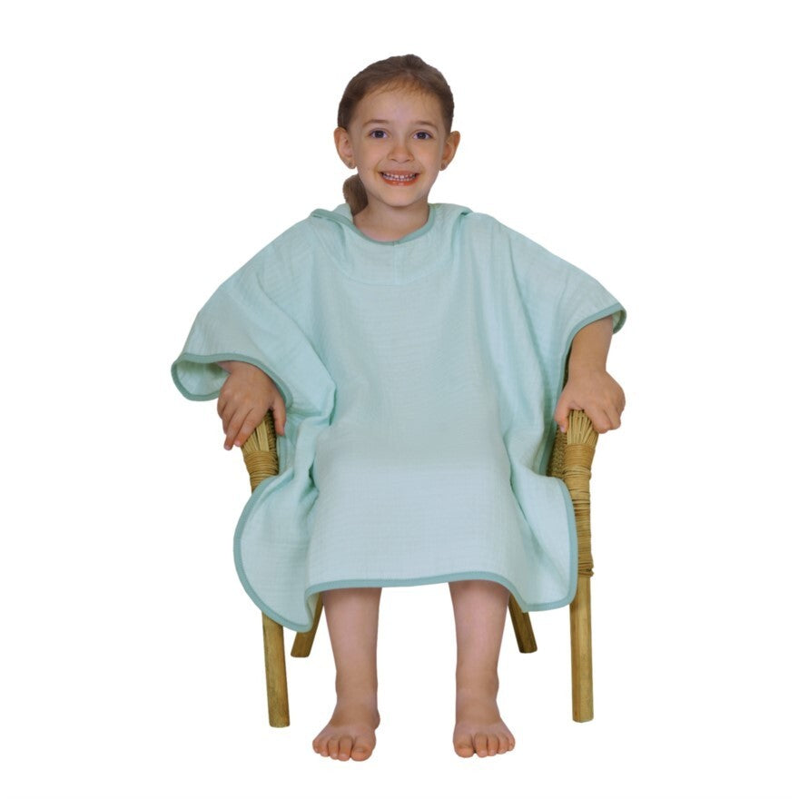 Wörner Südfrottier Musselin Unimint-eisblau Bade-Poncho 120/75 cm