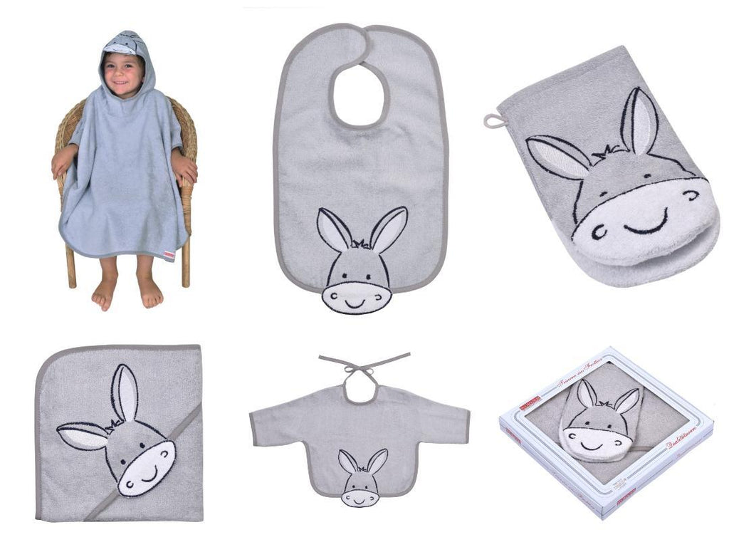 NEU Südfrottier Serie "Esel hellgrau" Badetücher, Badeponcho, Lätzchen etc