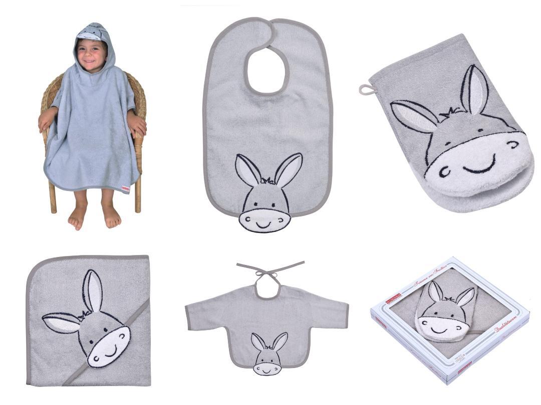 NEU Südfrottier Serie "Esel hellgrau" Badetücher, Badeponcho, Lätzchen etc