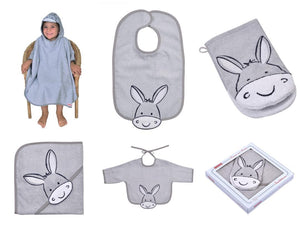 NEU Südfrottier Serie "Esel hellgrau" Badetücher, Badeponcho, Lätzchen etc