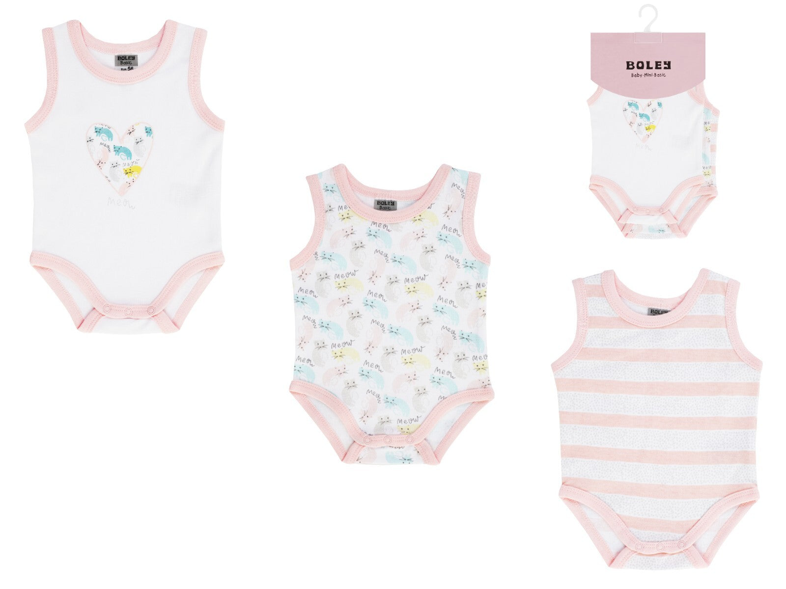 Jacky Baby Achsel Body 3er-Pack  Mädchen rosa Gr.56