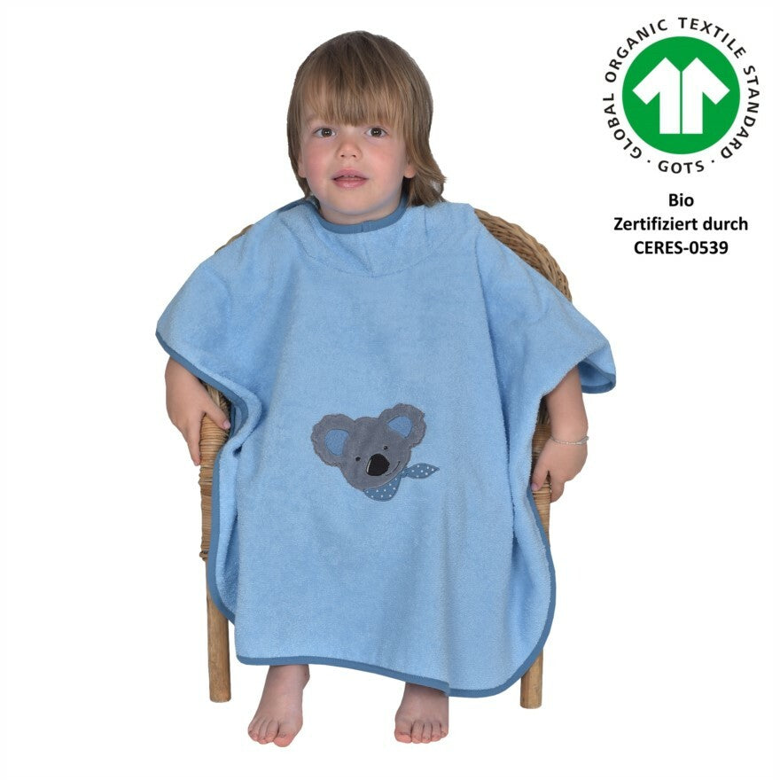 Wörner Südfrottier  Koala blau BIO Bade-Poncho 60x75 cm