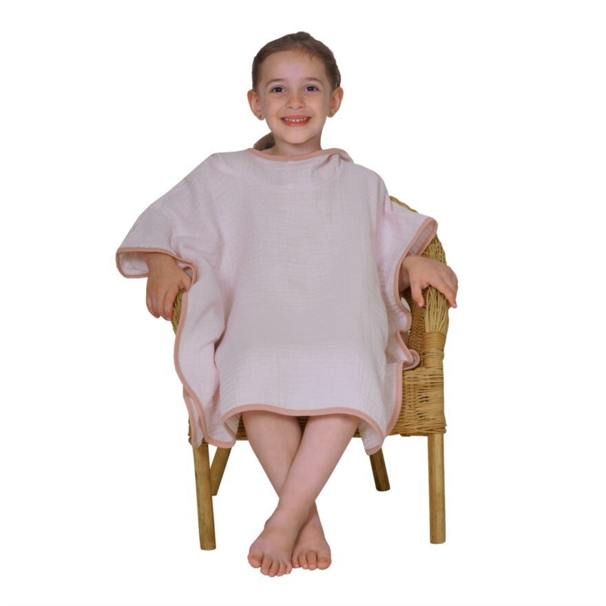 Wörner Südfrottier Musselin Uni lachsrosa-erika Bade-Poncho 120/75 cm