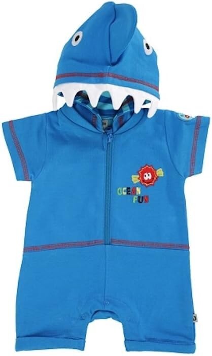 %% Jacky Baby Jacke Jungen Spieler Kapuze "Ocean Fun" Hai blau  Gr. 80 %%