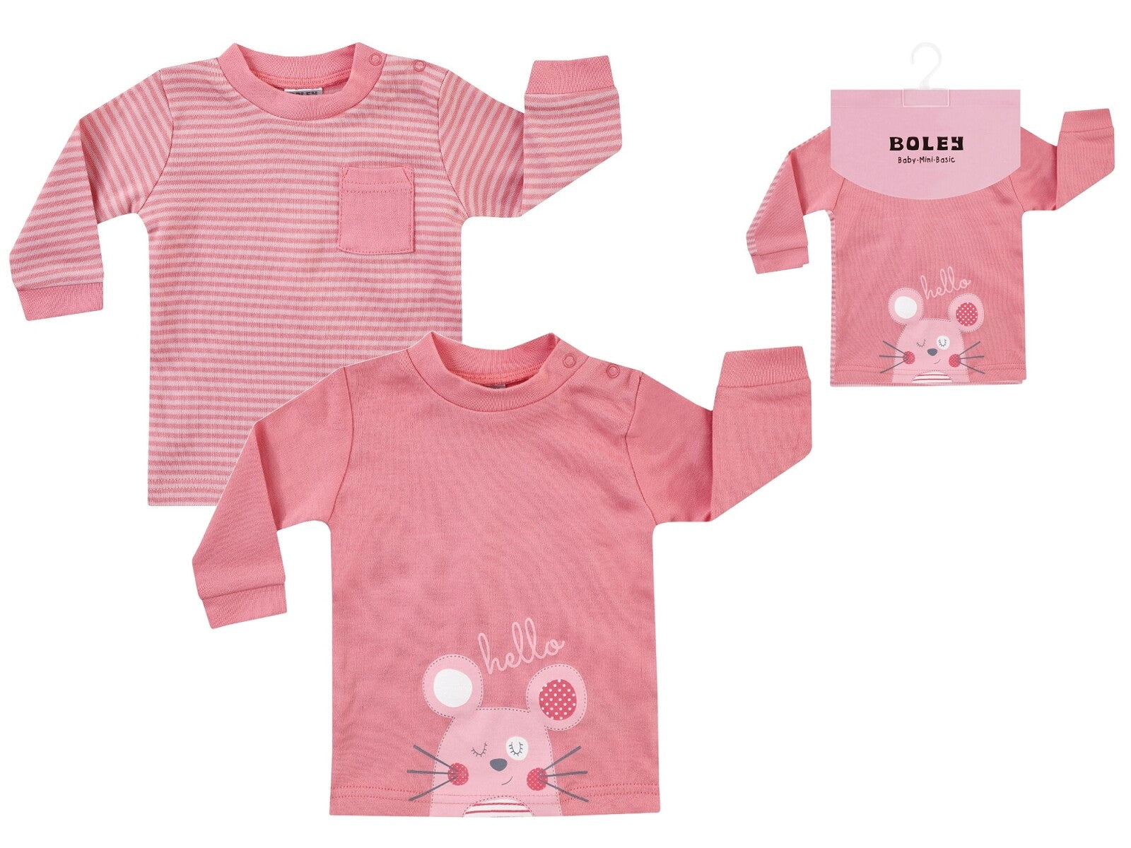 Jacky Baby 2er-Pack Sweater  langarm " Maus " rosa Gr. 62-92