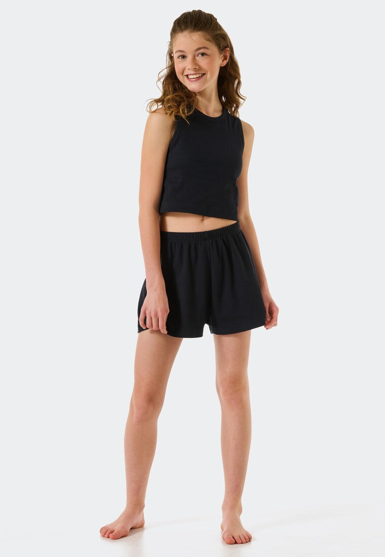 %% STOP %%  Schiesser Mädchen BIO  Shorty Dunkelblau  NEU Gr.140