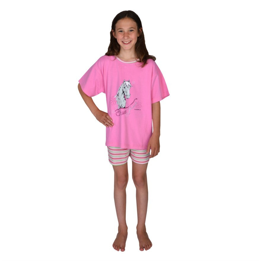 SONDERPREIS Wörner Südfrottier Mädchen Shorty  "Pferd rosa" NEUWARE  Gr. 128