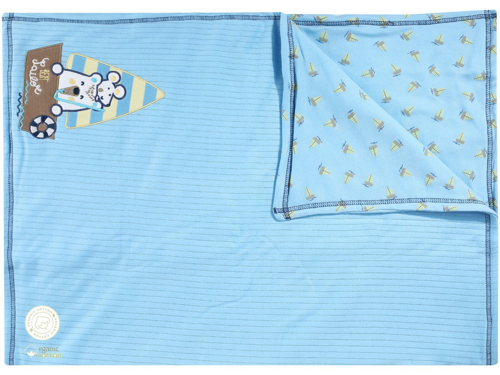 Jacky Baby DECKE 100 CM X 70 CM 60G WATTIERUNG BEACH FRIENDS (ORGANIC COTTON)
