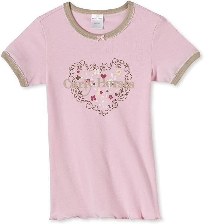 %% REDUZIERT%% Schiesser Mädchen T-Shirt " Horses " Rosa  Gr. 98