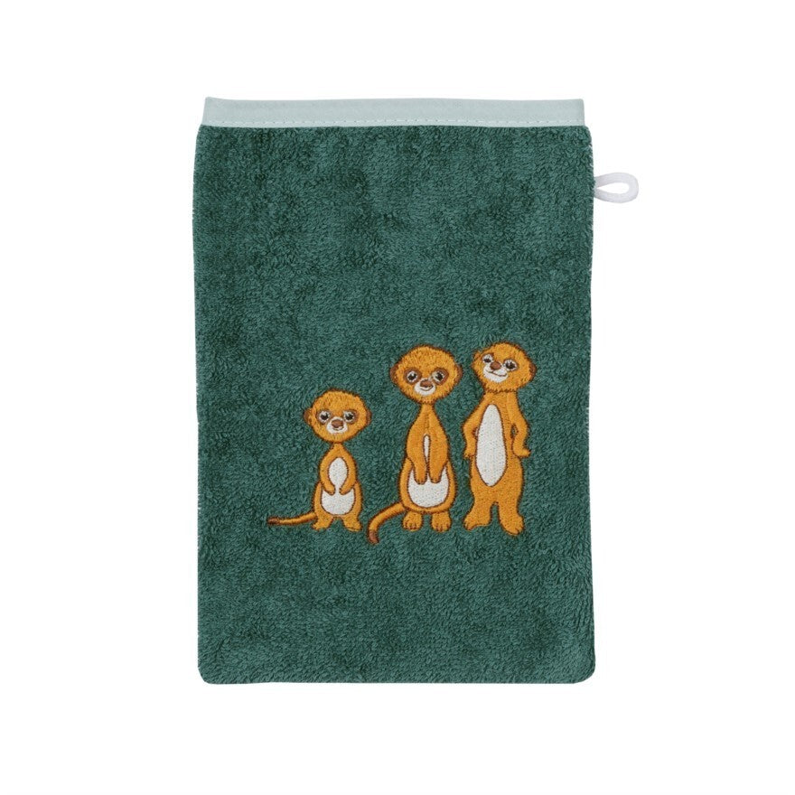 %% SONDERPREIS Wörner Südfrottier Waschhandschuh Erdmännchen Pinie  Gr. 15x20 %%