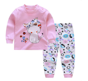Süßer Baumwoll Mädchen Schlafanzug mit Kätzchen Design von 1 Jahr bis 5 Jahre