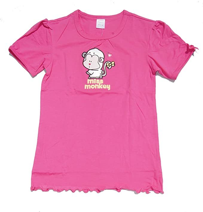 %% REDUZIERT%% Schiesser Mädchen T-Shirt " MIss Monkey " ROSA  Gr. 104-152