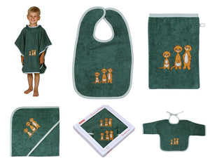 NEU Südfrottier Serie "Erdmännchen pinie" Badetücher, Badeponcho, Lätzchen etc