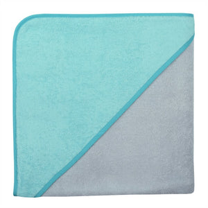 %%TOP%% Wörner Südfrottier Riesen Kapuzenbadetuch Gr.140x140 Chrom/blaugrün
