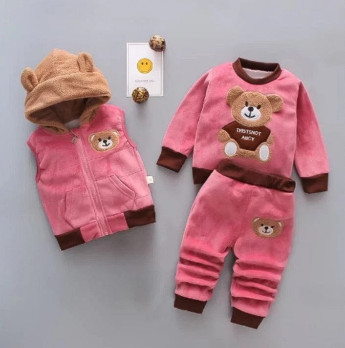 Zuckersüßes 3 Teiliges Nickiset Pink mit Bärchen  von 1 Jahr bis 6 Jahre