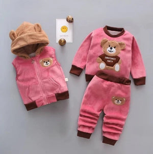 Zuckersüßes 3 Teiliges Nickiset Pink mit Bärchen  von 1 Jahr bis 6 Jahre