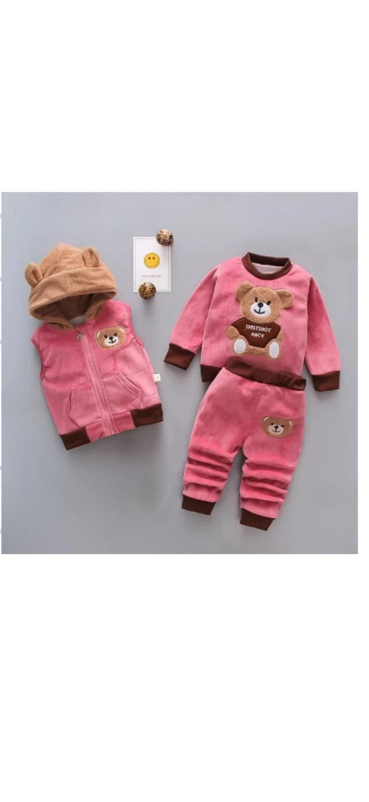 Zuckersüßes 3 Teiliges Nickiset Pink mit Bärchen  von 1 Jahr bis 6 Jahre