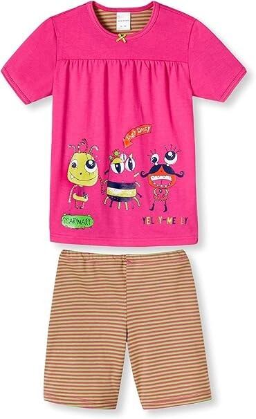 % STOP % REDUZIERT Schiesser Mädchen Schlafanzug kurz Shorty Monster NEU Gr.116