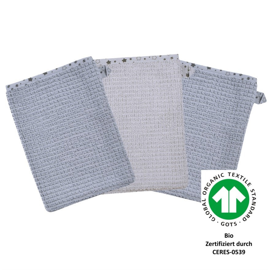 WÖRNER SÜDFROTTIER At home grau Waschhandschuh 3er Set 15 x 21 cm