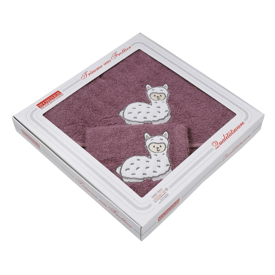NEU Südfrottier Serie "Lama mauve" Badetücher, Badeponcho, Lätzchen etc