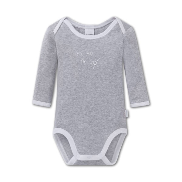 Schiesser Baby Body langarm unisex grau "Sunshine" Gr. 56 - 92