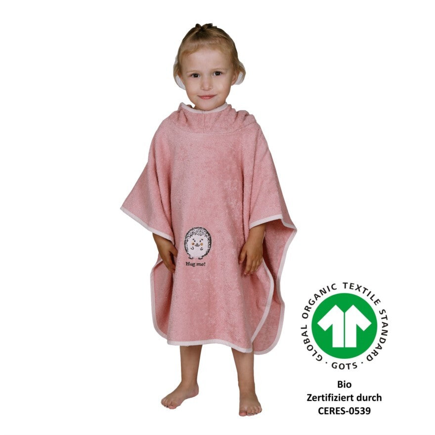 Wörner Südfrottier Igel Rosa BIO Bade-Poncho 120/75 cm