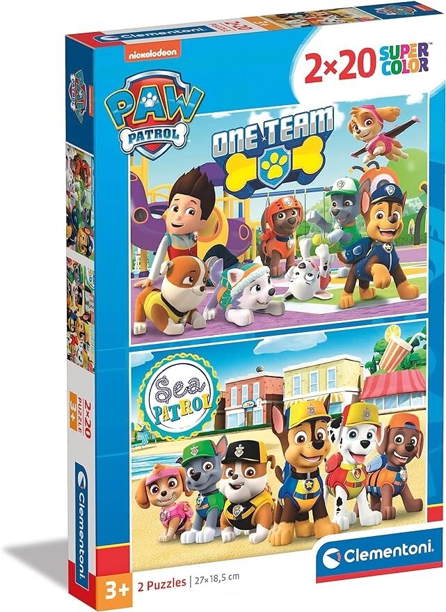 Clementoni 24779 Supercolor Paw Patrol – Puzzle 2 x 20 Teile ab 3 Jahren